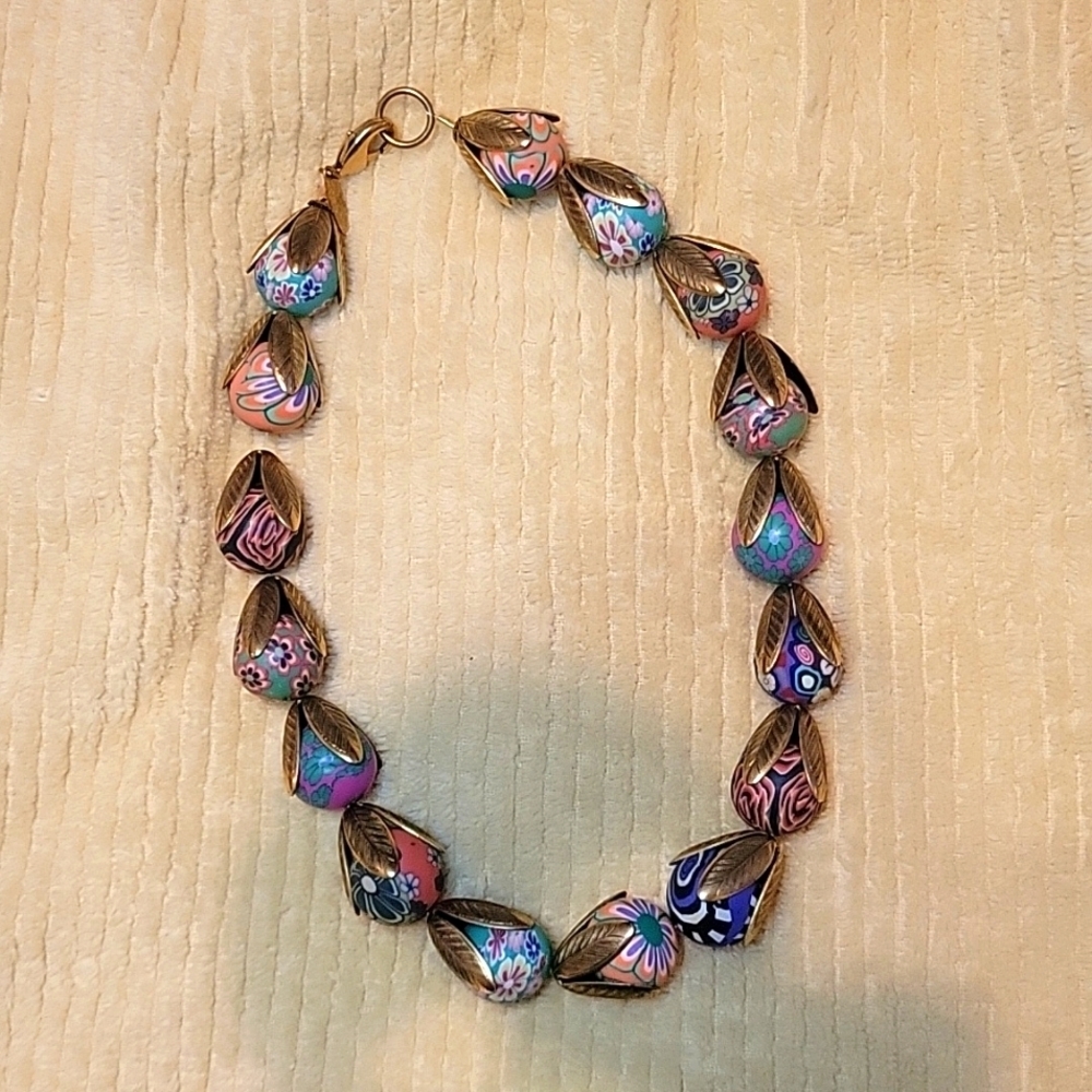 Vintage Lenora Dame tulip‎ bead necklace Boho Coachella Western